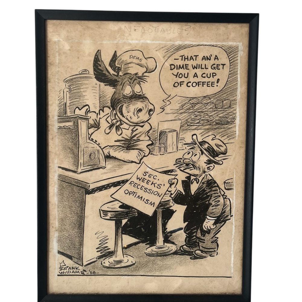 Vintage Cartoon Print in Black Frame by Frank Williams